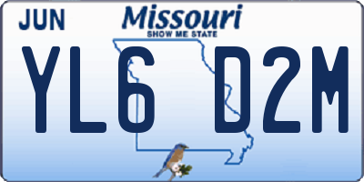 MO license plate YL6D2M