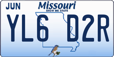 MO license plate YL6D2R