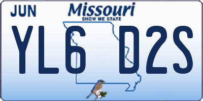 MO license plate YL6D2S