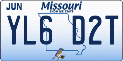 MO license plate YL6D2T