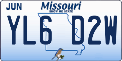 MO license plate YL6D2W