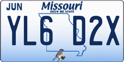 MO license plate YL6D2X