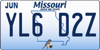 MO license plate YL6D2Z
