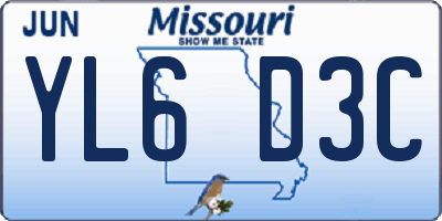 MO license plate YL6D3C