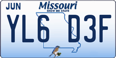 MO license plate YL6D3F