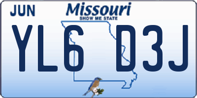 MO license plate YL6D3J