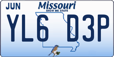 MO license plate YL6D3P