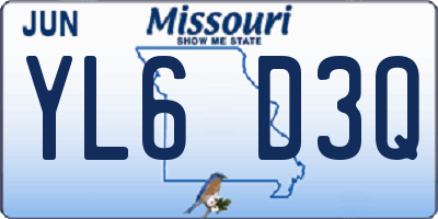 MO license plate YL6D3Q