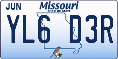 MO license plate YL6D3R