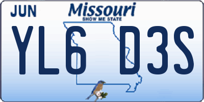 MO license plate YL6D3S