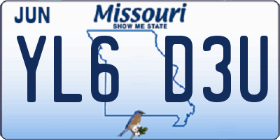 MO license plate YL6D3U