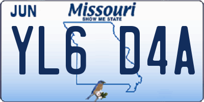 MO license plate YL6D4A
