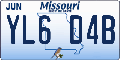 MO license plate YL6D4B