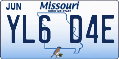 MO license plate YL6D4E