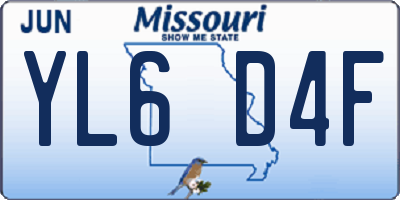 MO license plate YL6D4F