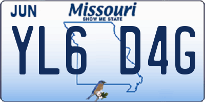 MO license plate YL6D4G