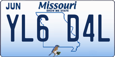 MO license plate YL6D4L