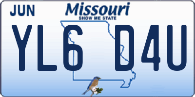 MO license plate YL6D4U