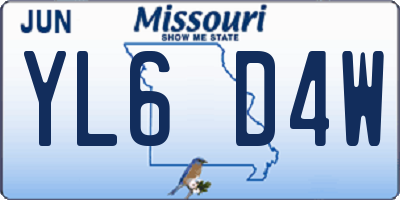 MO license plate YL6D4W