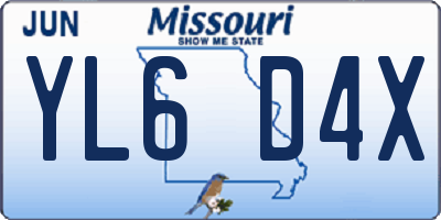 MO license plate YL6D4X