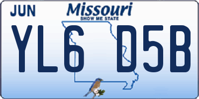 MO license plate YL6D5B