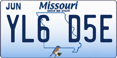 MO license plate YL6D5E