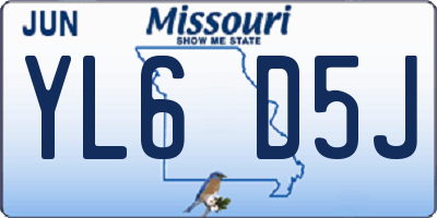 MO license plate YL6D5J