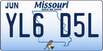 MO license plate YL6D5L
