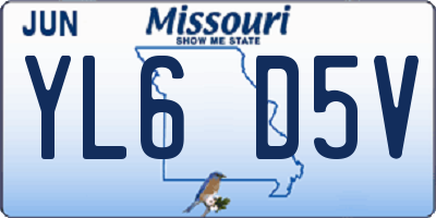 MO license plate YL6D5V