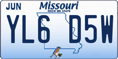 MO license plate YL6D5W