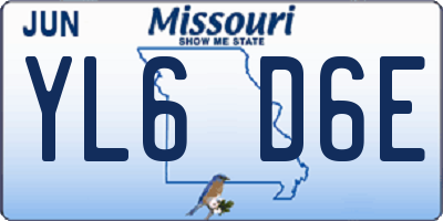 MO license plate YL6D6E