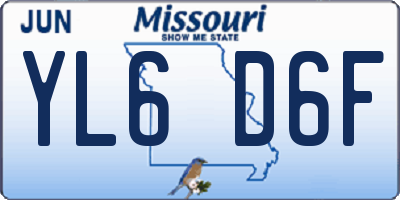 MO license plate YL6D6F