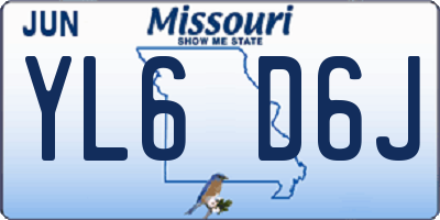 MO license plate YL6D6J