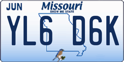 MO license plate YL6D6K