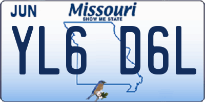 MO license plate YL6D6L