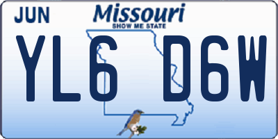 MO license plate YL6D6W