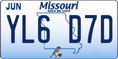 MO license plate YL6D7D