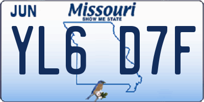MO license plate YL6D7F