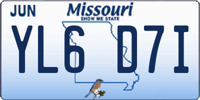 MO license plate YL6D7I