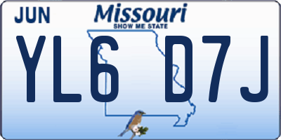 MO license plate YL6D7J