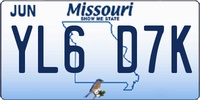 MO license plate YL6D7K