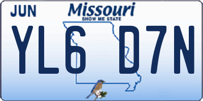 MO license plate YL6D7N