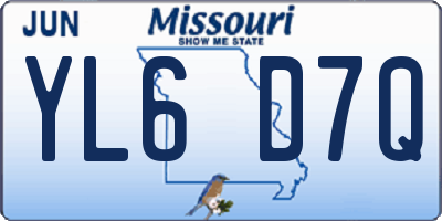 MO license plate YL6D7Q