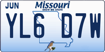MO license plate YL6D7W