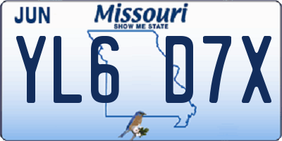 MO license plate YL6D7X