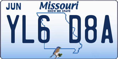 MO license plate YL6D8A