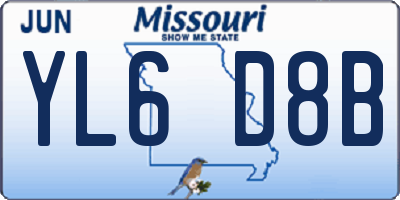 MO license plate YL6D8B