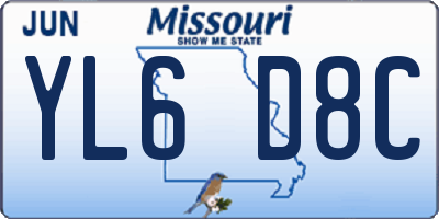 MO license plate YL6D8C
