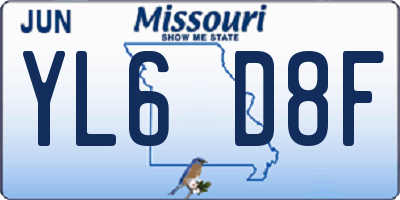 MO license plate YL6D8F