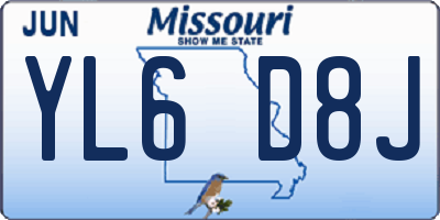 MO license plate YL6D8J